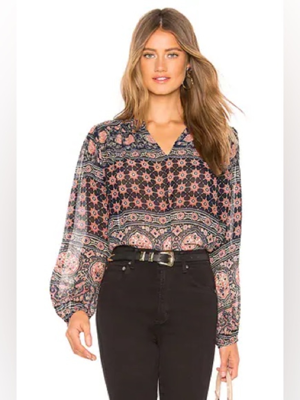 VELVET by GRAHAM & SPENCER Shana Semi Sheer Chiffon Blouse in Multi